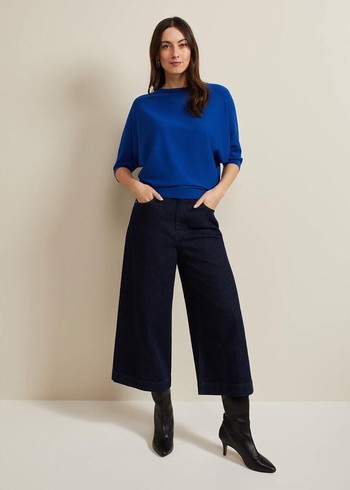 Phase Eight Leyla Dark Wash Denim Culotte Trousers Dark Wash Canada | ZITDCB-246